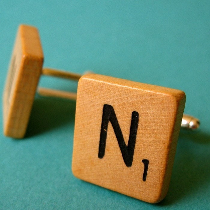 Personalized Scrabble Cufflinks Custom Initial cuff links made with vintage scrabble tiles