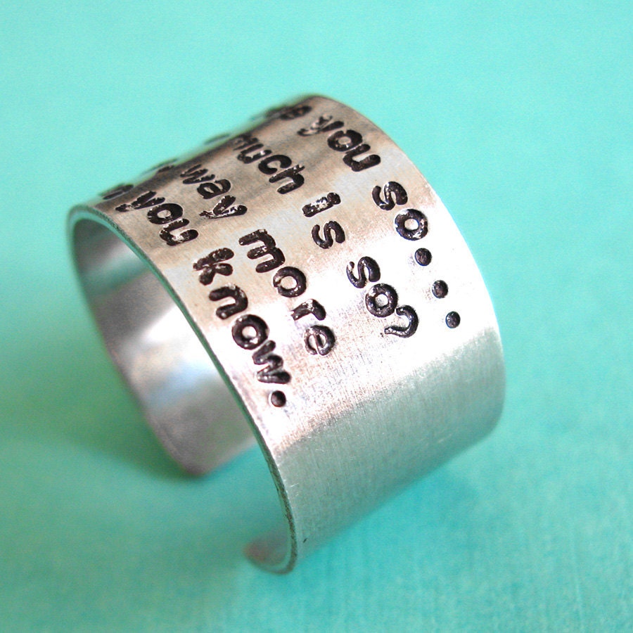 Personalized Long Quote Ring in Aluminum - Fat ring with Lots of Text