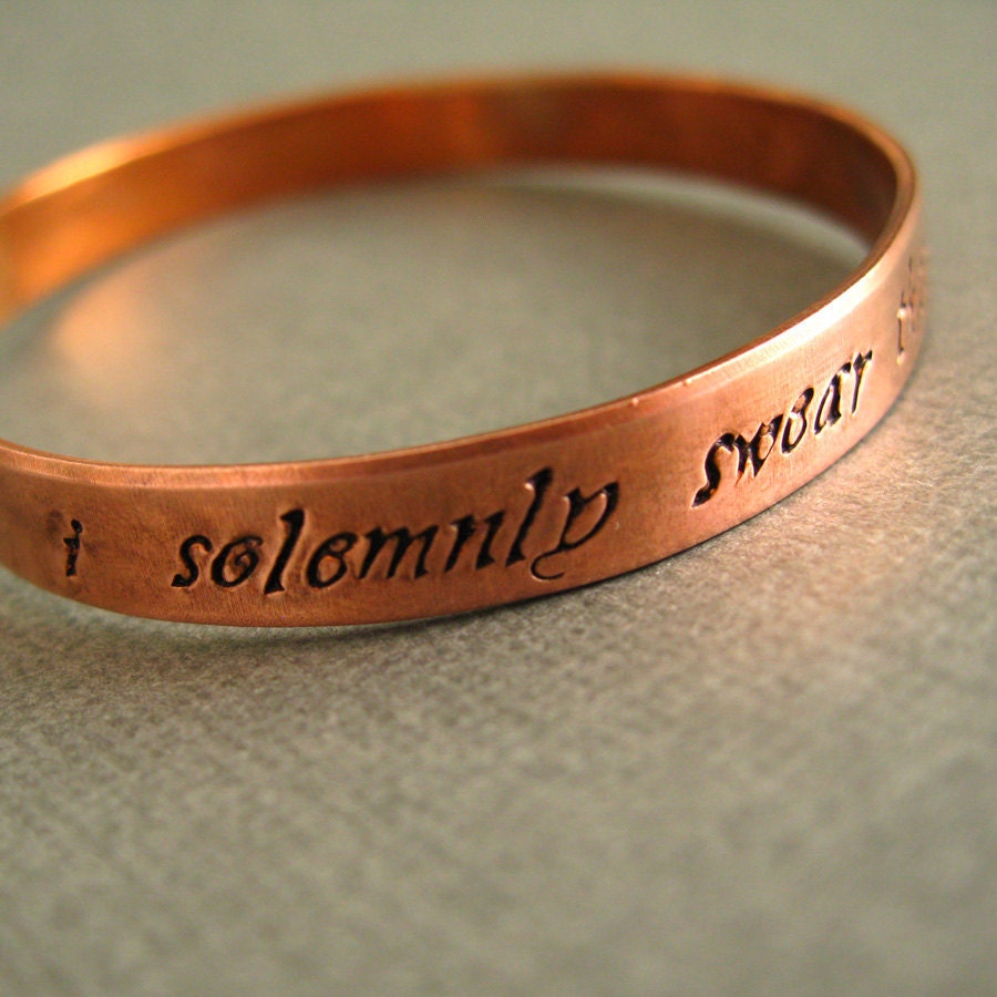 Harry Potter Bracelet- I solemnly swear I am up to no good -Hand Stamped Cuff