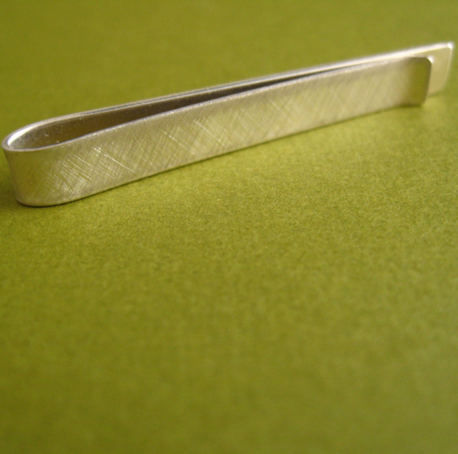 Tie Bar - Monogram - personalized brushed sterling silver - perfect groomsmen gift - custom tie clip
