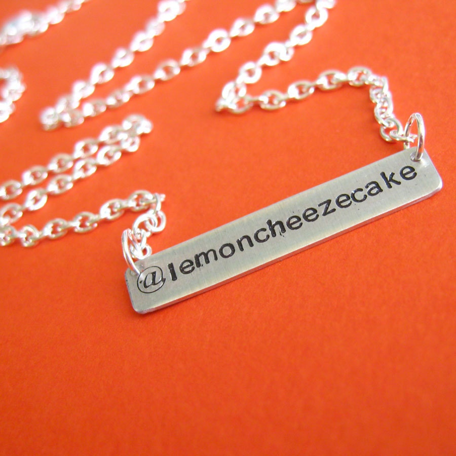 Personalized Twitter Necklace in aluminum -hand stamped