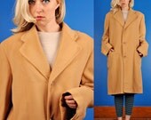 Mens 50s 60s Chicago Cashmere Camel Over Coat M L
