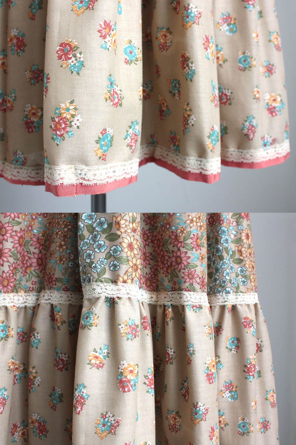 Floral Maxi Dress 1970s Vintage Victor Costa Prairie Sun Dress