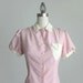 PINK SHIRT 1980s Vintage Pink And Cream Puff Sleeve Blouse