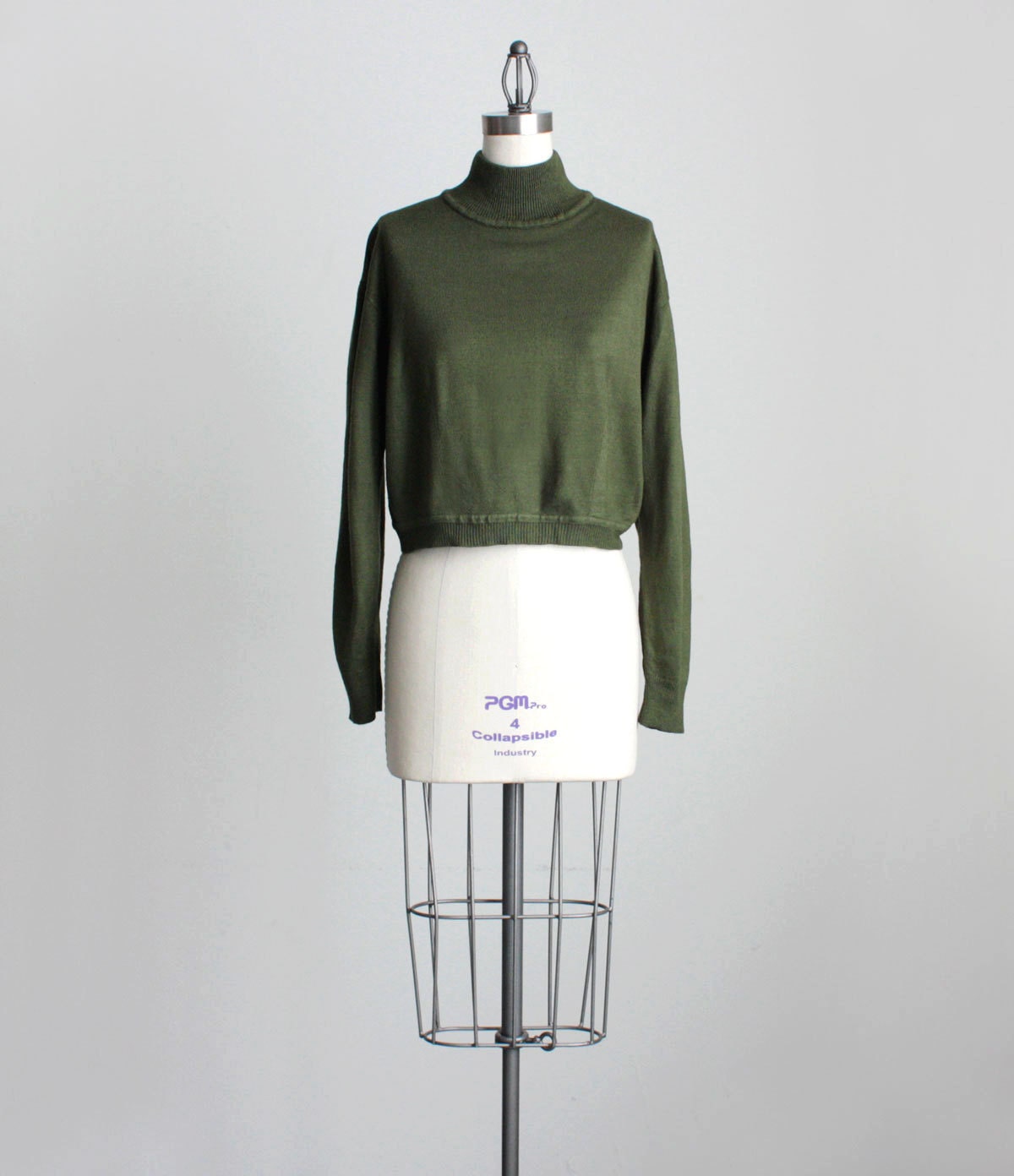 OLIVE DRAB SWEATER 1990s Vintage Grunge Cropped Olive Drab Sweater