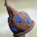 Hat for Baby, Chocolate Brown Knome Hat , Hickory Brown with Blue Polka Dot Pixie, Stocking Cap, Photo Prop Infant Baby Hat