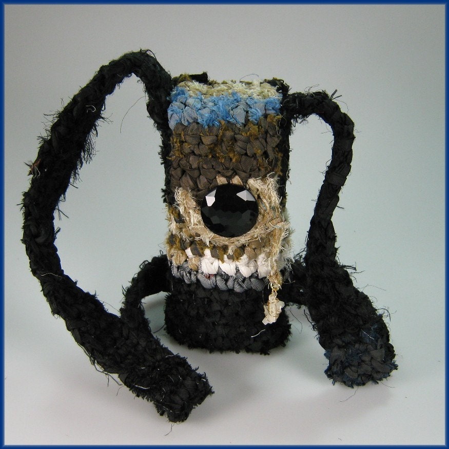 Crocheted Silk Sari Ribbon Tea Tin Liner Purse