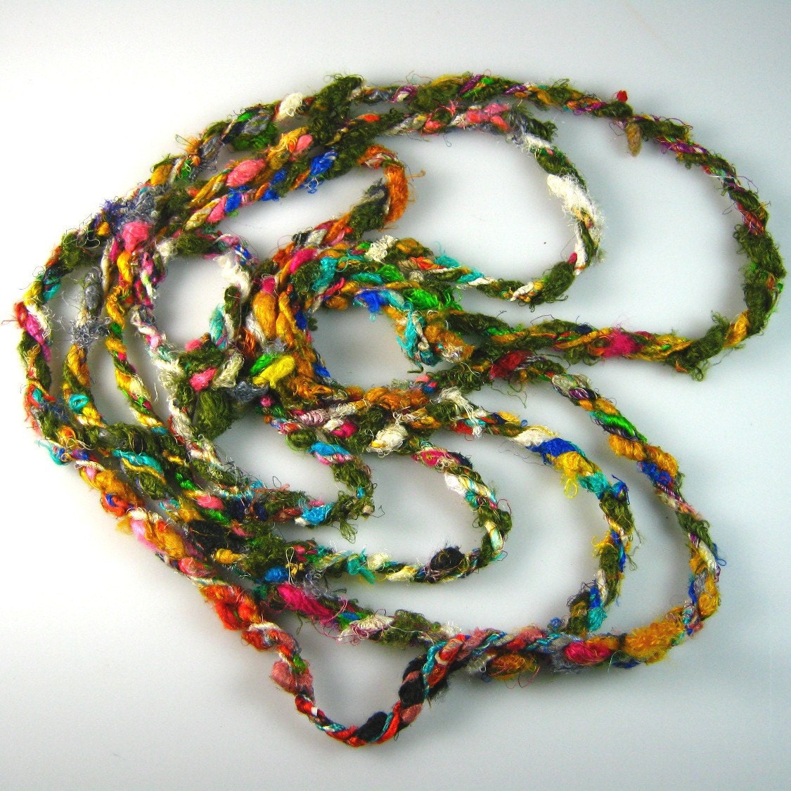 Silk sari ribbon Cording of multi colors 3 yds