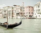Venice Photography  Black boat Enchanting Venice Italy  white pastel pale pink dreamy soft light  - Bella Venezia - 8x10