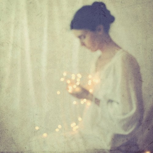 Dreamy Ethereal Portrait - Fine Art Photography - sparkly lights ivory cream figure woman portrait pale neutral 8x8 Fine Art Print