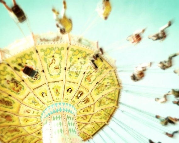 Nursery decor - Photography wall art Yellow baby room decor childs room carnival ride bright sunshine aqua kids room "Incurable Bliss"