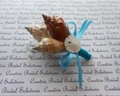 3 Shell Sanddollar Boutonniere- Natural- Turquoise