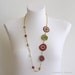 Asymetrical Gold Chain Necklace with Pearls and Colorful Beaded Flowers