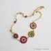 Asymetrical Gold Chain Necklace with Pearls and Colorful Beaded Flowers