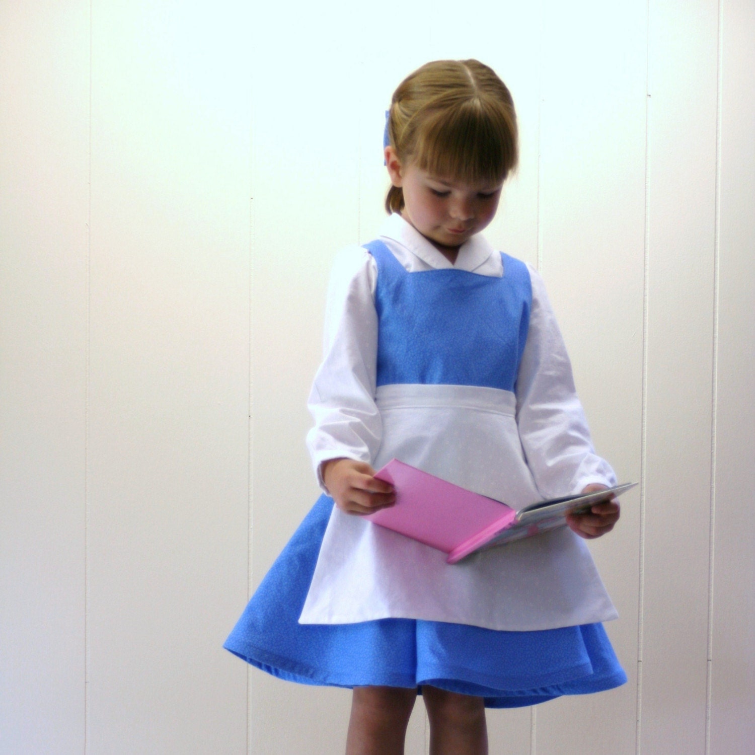 Belle Everyday dress Custom boutique in girls size 2T to 6/7 in blue and white by TinkerellaCreations