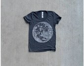 Women tshirt / t shirt for women - full moon print on heather black - ladies top - for her / for women - moon shirt by Blackbird Tees
