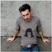 SALE - Going Stag - mens tshirt - XL - gold deer girl screenprint on American Apparel heather brown mens fashion t shirt