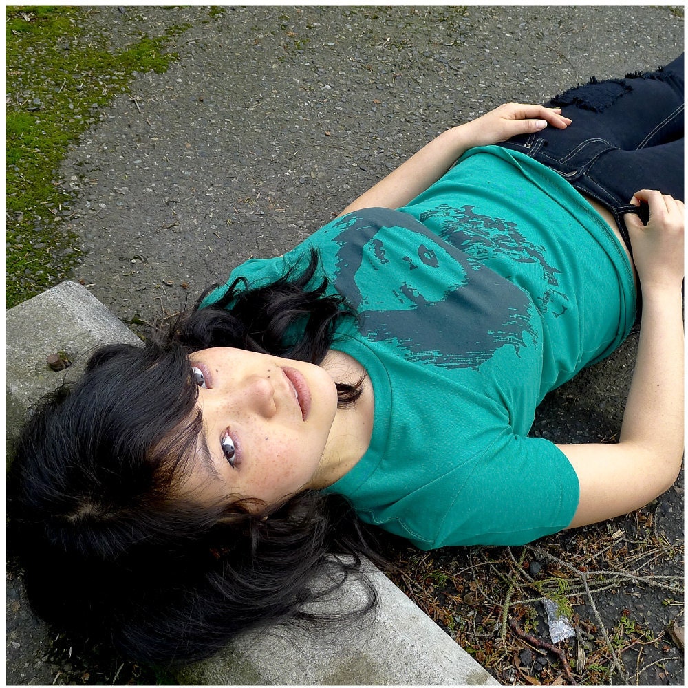 SALE - It Girl - tshirt for women - SMALL - Clara Bow screenprint on American Apparel emerald green