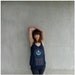 Womens tank top - spring fashion - geometric peacock feather print on navy blue oversized viscose tanks - TAIL FEATHER