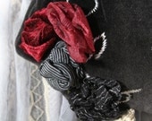 black velvet stitches corset purse ooak