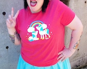 Unicorn T-Shirt - Kawaii PINK Unicorn Shirt - Plus Size 2X