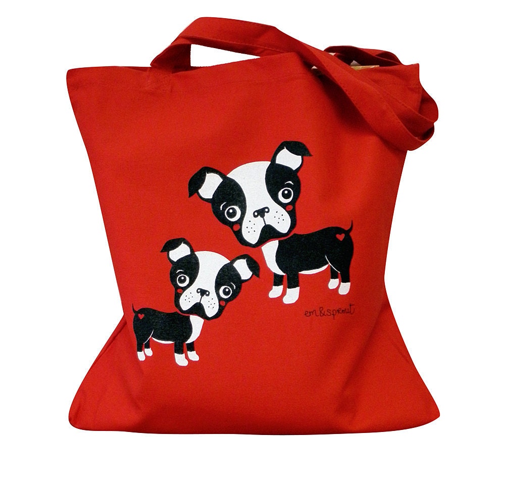 Boston Terrier Tote Bag - Red Dog Totebag