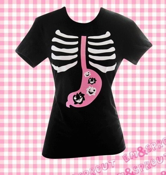 Ribcage T-Shirt - Bad Stomach FUNNY Shirt - Ladies Size Medium