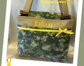 Designs by Keri Military Army acu  Marine abu Navy or Air Force tiger abu Wood Handle Messenger or clutch handbag tote bag purse
