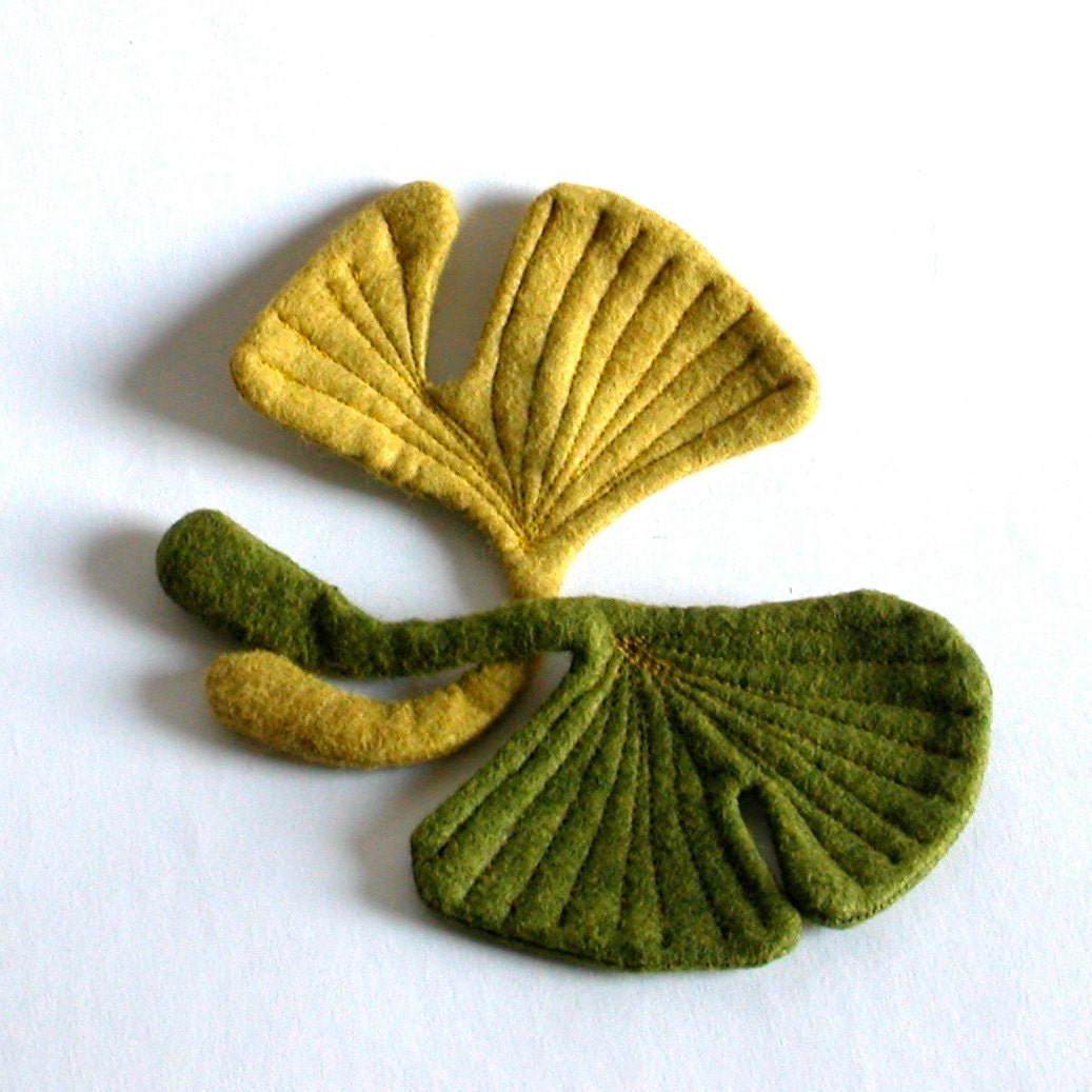 A Pair of Felt Ginkgo Leaves