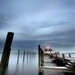 Lighthouse Photograph, seascape light house blue calm serene pier dusk 8x10 - Lighting the Way