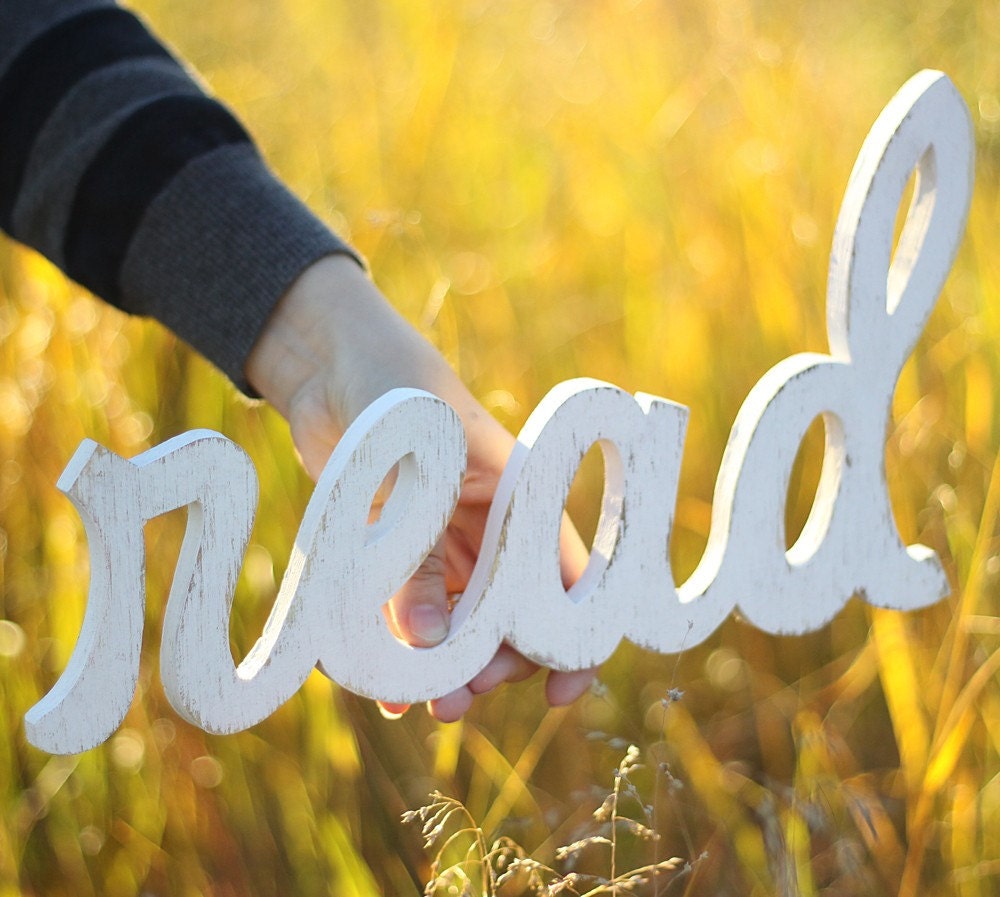 Read script handmade wood sign - wall decoration for vintage or modern decor
