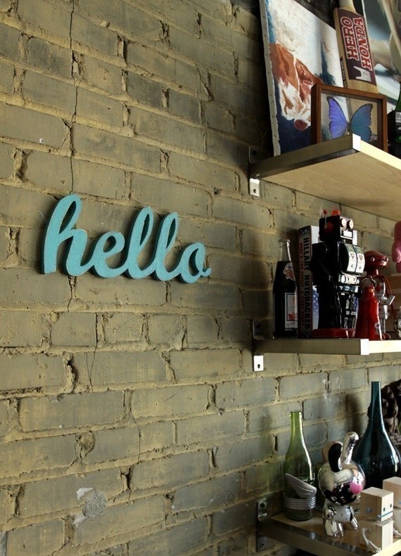 HELLO recycled wooden sign