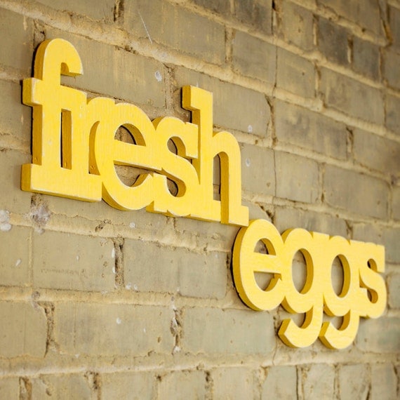 fresh eggs handmade wood sign - wall decoration for vintage or modern kitchen or farmhouse decor