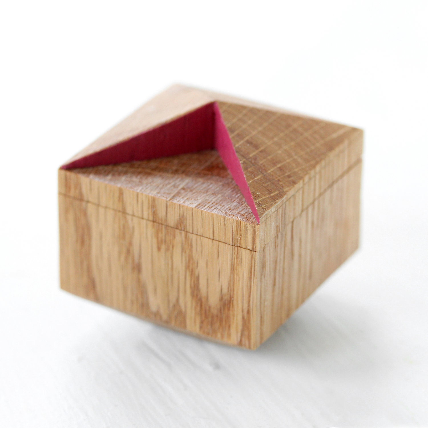 Pixie - faceted ring box made from reclaimed wood with PRIORITY SHIPPING