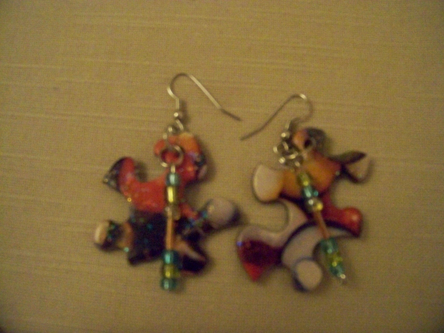 Marble Earrings On Sale Sparkle Swirls and Beads OOAK Handmade Silver Ear wires Rubber Backs
