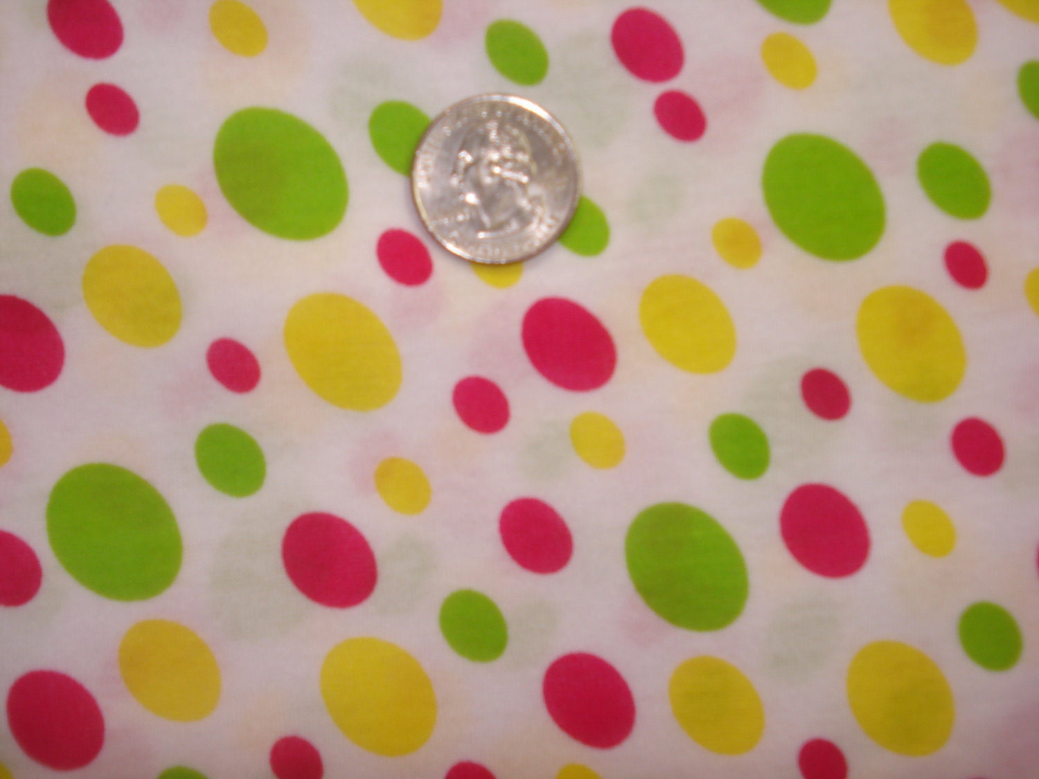 NEW NEON  polka dots  on white cotton jersey knit fabric 1 YD