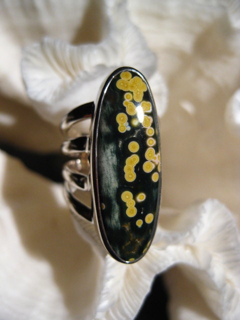 Beautiful Large Ocean Jasper Ring Size 6