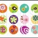 18 Spring Time Flowers 1 inch Flat back buttons