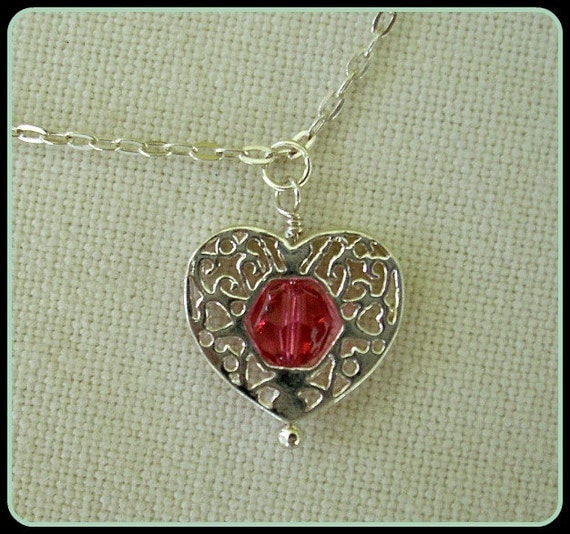 Silver Heart with Swarvoski Crystal Necklace