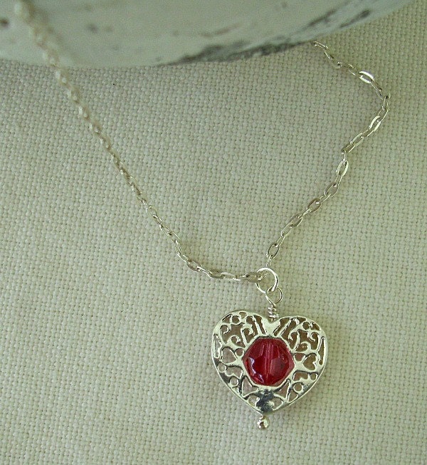 Silver Heart with Swarvoski Crystal Necklace