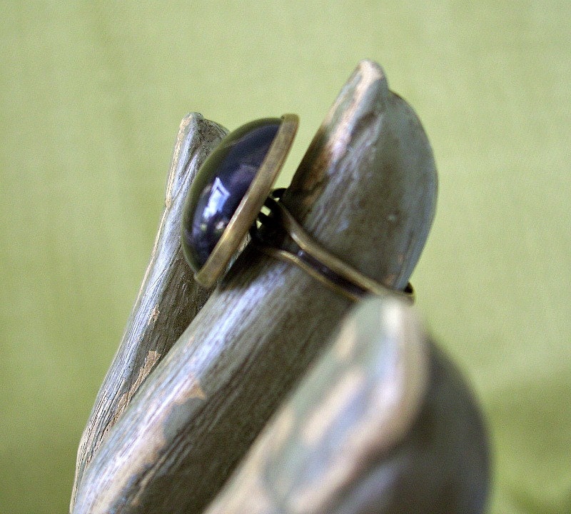Black and Gold Swirl Cabochon Ring