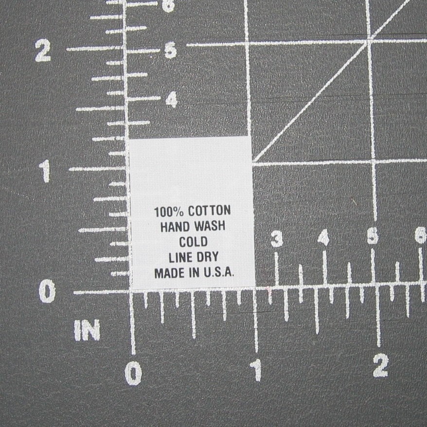 150 Care Content- Hand Wash Line Dry Made in USA- Clothing Garment Tags Labels