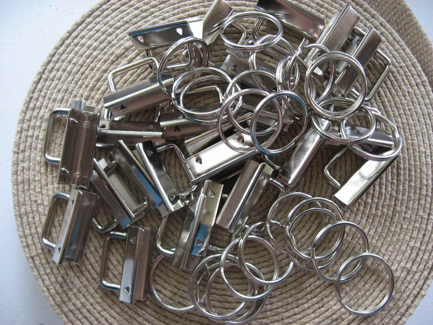 KEY FOB HARDWARE Nickel Rectangular Top - 25 Sets