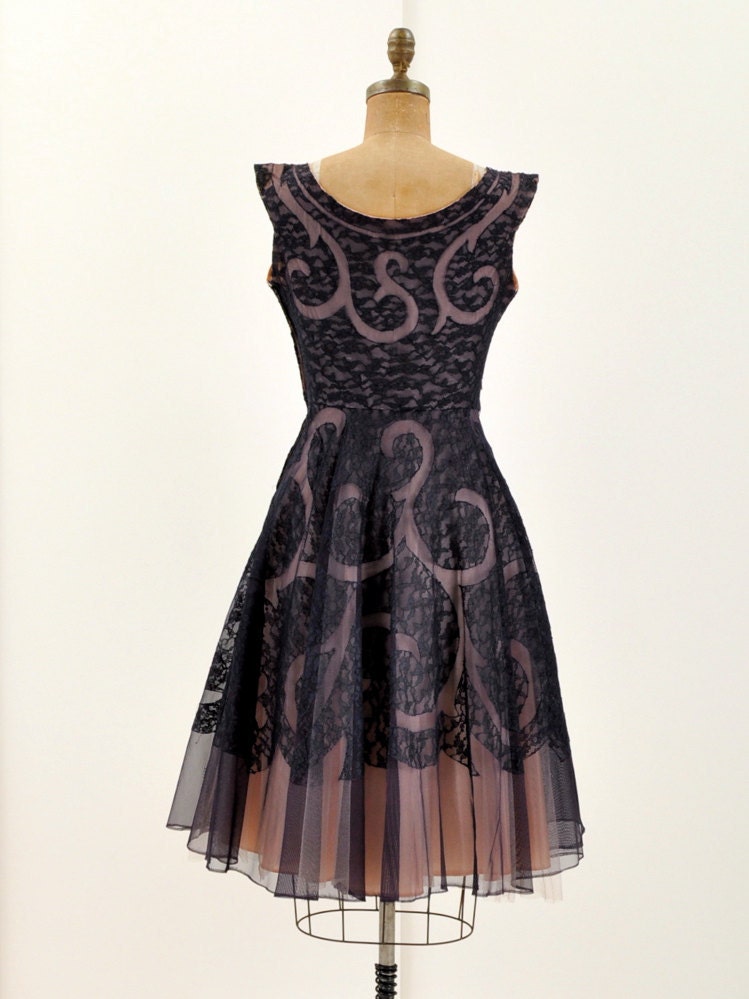 reserved - 50s Tulle Lace Party Dress