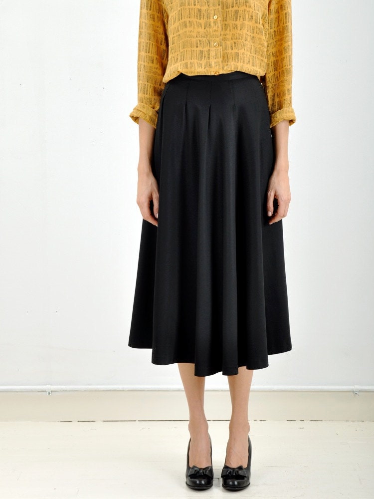 Black MIDI LENGTH Full Draped Skirt