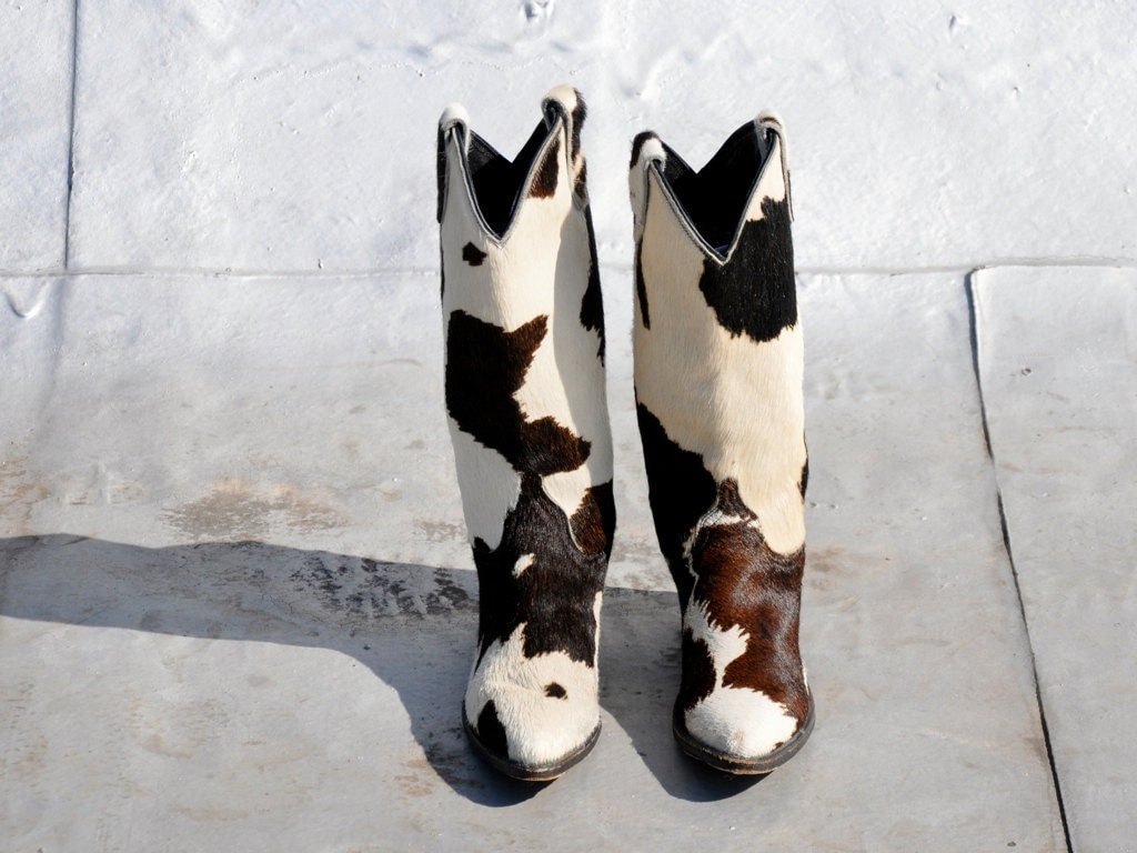 Calf Hair Cowboy Boots US 7 M/ Eur 37.5 / UK 4.5 by maevenvintage