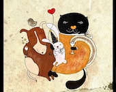 Animal digital illustration print - Celebrate/50% donated to diferent Animal Rescue Shelters in Spain
