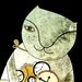 Whimsical Cat illustration print - Time. Black cat. Home decor.