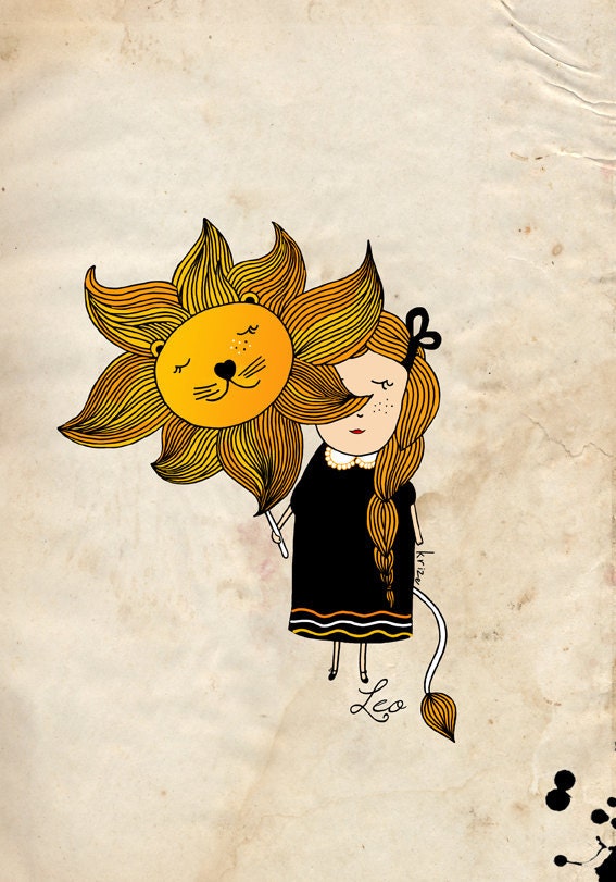 Children's Wall Art Print. Leo. Zodiac Print. Children Wall Art