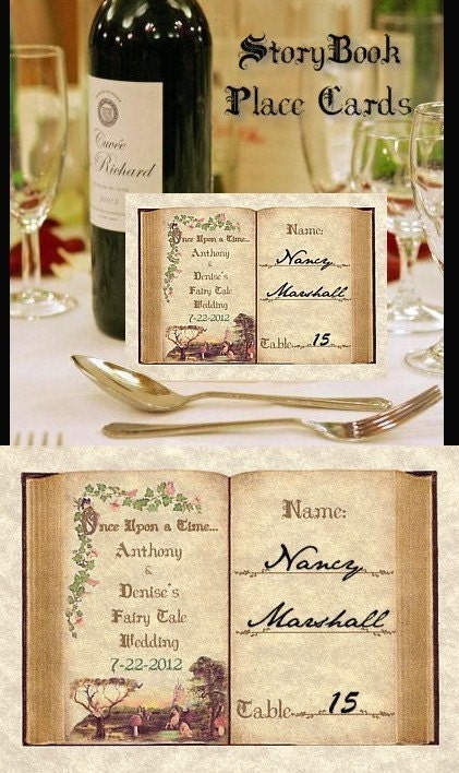 Qty 100 Storybook Fairy Tale butterfly cinderella Wedding favors sweet 16 quinceanera PLACE CARDS placecards table seating PERSONALIZED